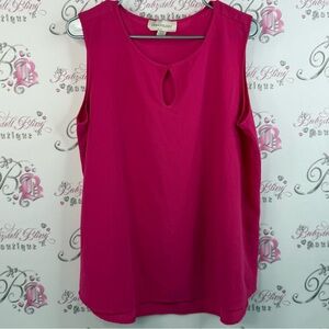 Urbanology tank top shirt bright pink keyhole opening Fuchsia Sleeveless Blouse